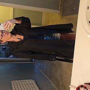 STUNNING LONDON FOG BLACK TRENCH COAT/ RAIN PARKER WITH BELT